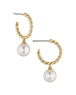 Nadri Mother Of Pearl Charm Twist Hoop Earrings In 18k Gold Plated