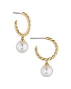 Nadri Mother Of Pearl Charm Twist Hoop Earrings In 18k Gold Plated