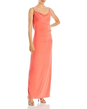 Aqua Open Back Cowl Evening Dress - 100% Exclusive