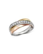 Bloomingdale's Diamond Three Tone Crossover Band In 14k White Gold, 14k Rose Gold & 14k Yellow Gold, 0.45 Ct. T.w. - 100% Exclusive