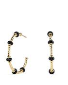 David Yurman Rio Rondelle Large Hoop Earrings With Black Onyx In 18k Gold