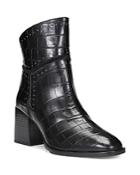Donald Pliner Women's Studded Trim Croc Embossed Leather Booties