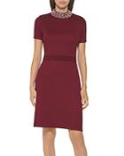 Karl Lagerfeld Paris Embellished Mock Neck Sweater Dress