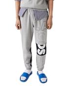 Lacoste Heritage Cotton Fleece Color Blocked Logo Print Tapered Fit Joggers