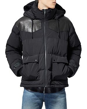 The Kooples Leather Yoked Puffer Jacket