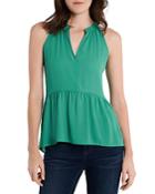 1.state Split Neck Peplum Top