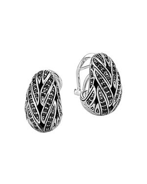 John Hardy Sterling Silver Classic Chain Buddha Belly Earrings With Black Sapphire & Black Spinel