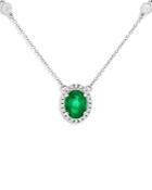 Bloomingdale's Emerald & Diamond Halo Pendant Necklace In 14k White Gold, 18 - 100% Exclusive