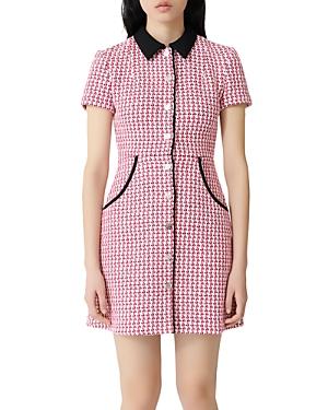 Maje Houndstooth Tweed Button-front Mini Dress