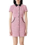 Maje Houndstooth Tweed Button-front Mini Dress