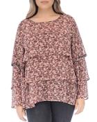 B Collection By Bobeau Curvy Sabine Floral Tiered Top