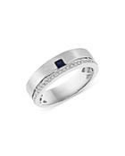 Bloomingdale's Men's Blue Sapphire & Diamond Channel Band In 14k White Gold - 100% Exclusive