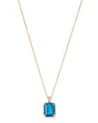 Bloomingdale's London Blue Topaz & Diamond Pendant Necklace In 14k Rose Gold, 18 - 100% Exclusive