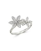 Bloomingdale's Diamond Double Flower Statement Ring In 14k White Gold - 100% Exclusive