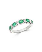 Bloomingdale's Emerald & Diamond Band In 14k White Gold - 100% Exclusive