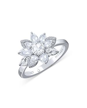 Harakh Colorless Diamond Flower Ring In 18k White Gold, 1.33 Ct. T.w.