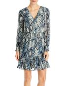 Vince Camuto Snake Print Smocked Ruffle Dress