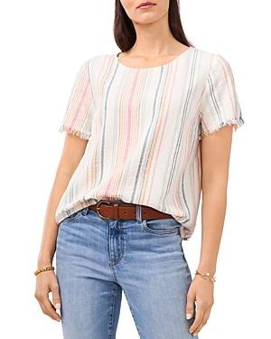 Vince Camuto Striped Frayed Cuff Top