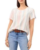 Vince Camuto Striped Frayed Cuff Top