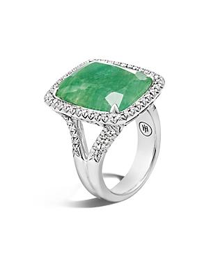 John Hardy Sterling Silver Classic Chain Magic Cut Emerald Ring With Diamonds