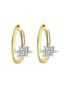 Meira T 14k Yellow Gold Diamond Starburst Hoop Earrings