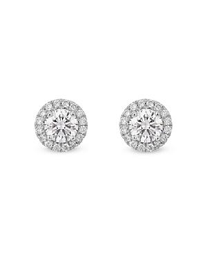 Lightbox Jewelry Lab Grown Diamond Halo Stud Earrings In 10k White Gold, 1.0 Ct. T.w.