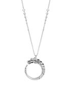 John Hardy Brushed Sterling Silver Naga Pendant Necklace With Black Sapphire, Black Spinel And Blue Sapphire Eyes, 16