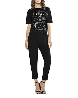 Gracia Front Print By Line Detail Short Sleeved Top (43% Off) - Comparable Value $70.20