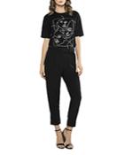 Gracia Front Print By Line Detail Short Sleeved Top (43% Off) - Comparable Value $70.20