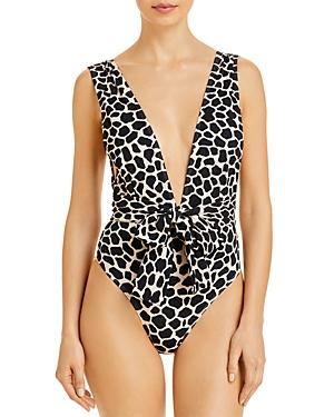 Alexandra Miro Ally Plunge Belted One Piece Swimsuit