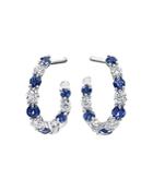 Gumuchian 18k White Gold New Moon Diamond & Sapphire Hoop Earrings