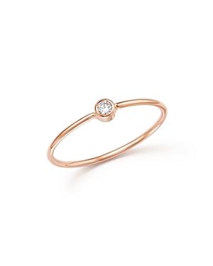 Zoe Chicco 14k Rose Gold Diamond Bezel Thin Band Ring