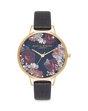 Olivia Burton Winter Blooms Floral Strap Watch, 34mm