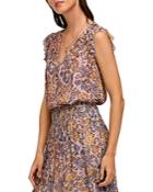 Velvet By Graham & Spencer Stephanie Printed Flutter Sleeve Top