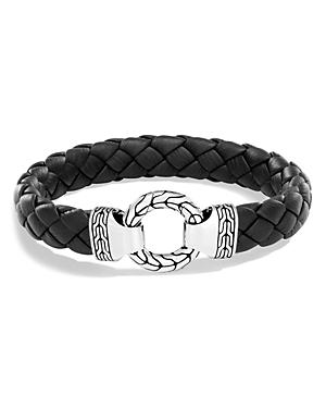 John Hardy Men's Sterling Silver Classic Chain Ring Bracelet With Braided Black Leather