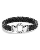 John Hardy Men's Sterling Silver Classic Chain Ring Bracelet With Braided Black Leather
