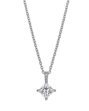 Lightbox Jewelry Lab-grown Diamond Princess Cut Pendant Necklace In 10k White Gold, 1.0 Ct. T.w, 16-18