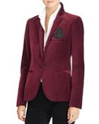 Lauren Ralph Lauren Velvet Crest Embroidered Blazer