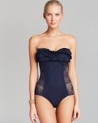 Juicy Couture Prima Donna Ruffle Bandeau Maillot One Piece Swimsuit