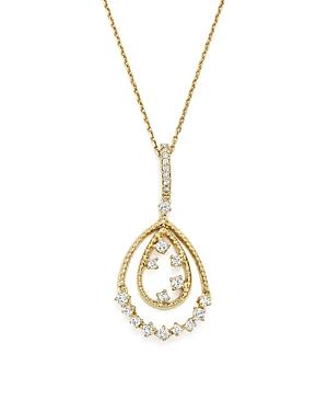 Diamond Milgrain Teardrop Pendant Necklace In 14k Yellow Gold, .45 Ct. T.w. - 100% Exclusive