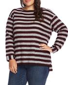 Vince Camuto Plus Fuzzy Striped Sweater