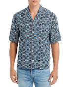 Boss Lars Check Print Regular Fit Button Down Camp Shirt