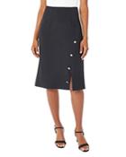 Misook Button Trim Stretch Crepe Skirt