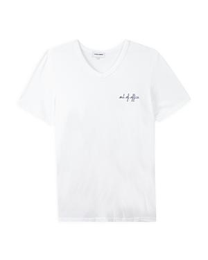 Maison Labiche Out Of Office Embroidered V Neck Tee