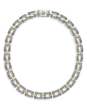 Lagos 18k Yellow Gold & Sterling Silver High Bar Link Statement Necklace, 16