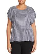 B Collection By Bobeau Curvy Iva Striped Pleated-sleeve Tee