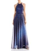 Aqua Metallic Ombre Gown - 100% Exclusive