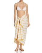 Red Carter Striped Sarong Swim Cover-up