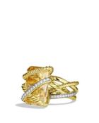 David Yurman Cable Wrap Ring With Champagne Citrine & Diamonds In Gold