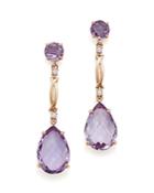 Rose Amethyst And Diamond Drop Earrings In 14k Rose Gold - 100% Exclusive